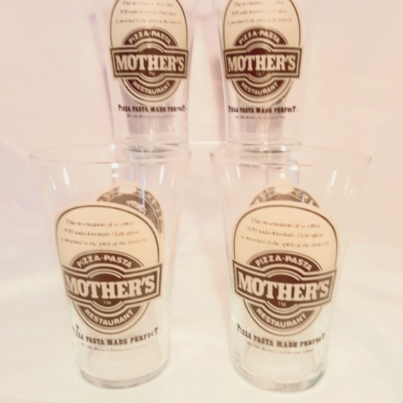 Set of 4 Mother's Pizza Glass Tumblers - Picture 1 of 2